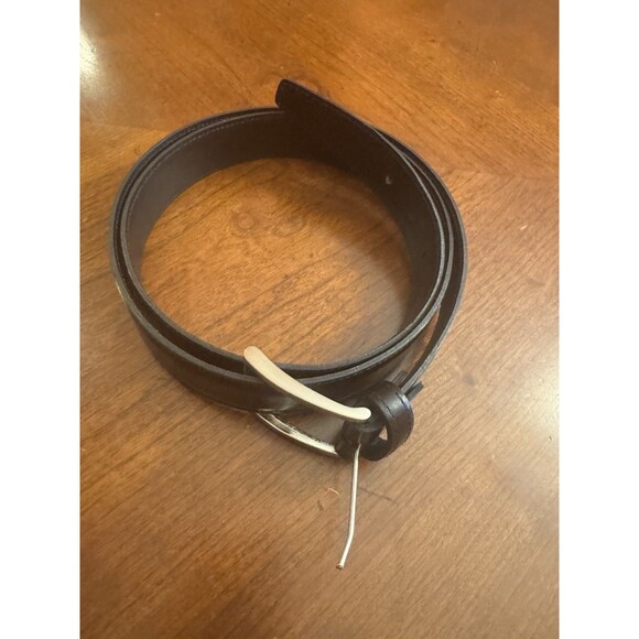Class Lopez Belt Black Mens Sz 46 Leather Silver Buckle 1 3/8" - Picture 4 of 10